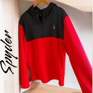 Spyder-Men’s XL black/red thermal hoodie. 1/4 zip & pockets. Like new condition!